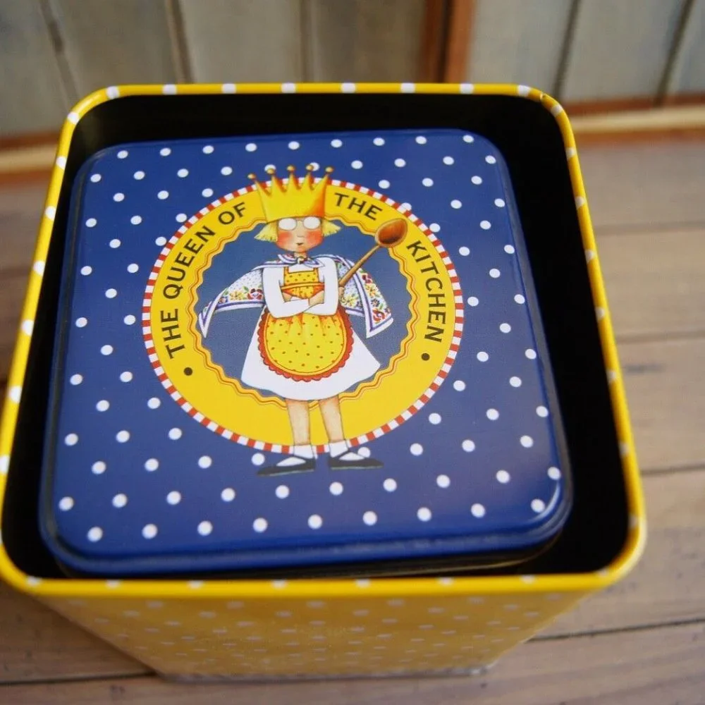 ME Ink Tin Box 1997 Charpente Set of 3 The Queen Of The Kitchen Red Checker